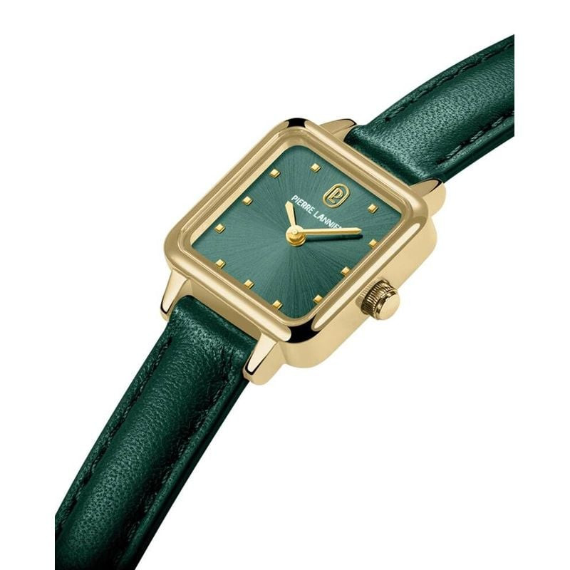 Packshot de la Montre Analogique PIERRE LANNIER Collection Néora Bracelet Cuir Vert