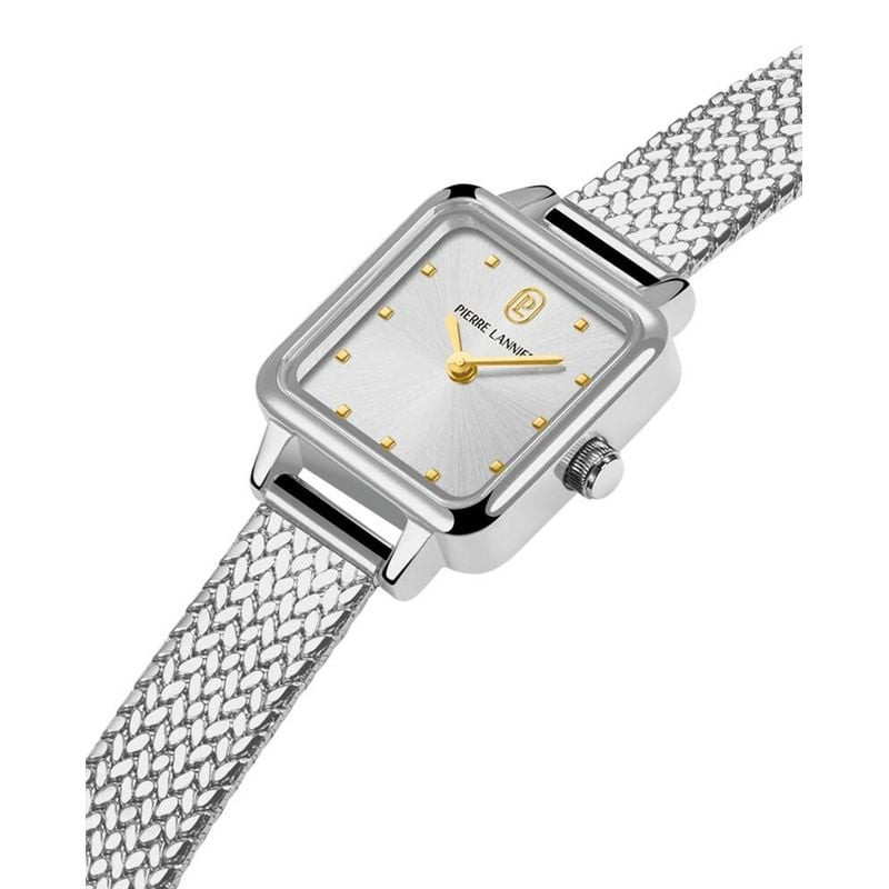 Montre Quartz Pierre Lannier Collection Néora Bracelet Acier Argenté en vue packshot.