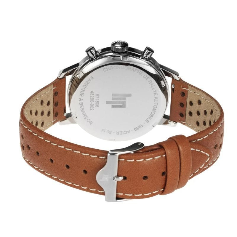 Packshot de la Montre Analogique LIP Collection Rallye Chronographe bracelet cuir marron