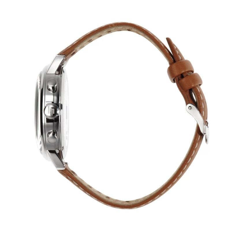 Packshot de la Montre Analogique LIP Collection Rallye Chronographe bracelet cuir marron