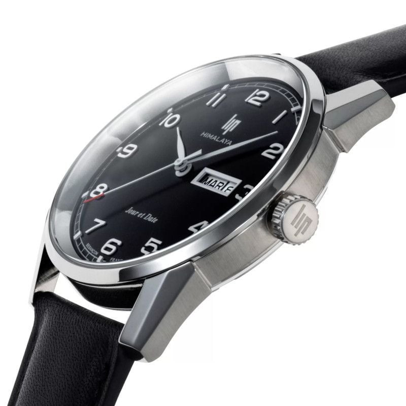 Montre Analogique LIP Collection Himalaya bracelet cuir noir - vue détaillée