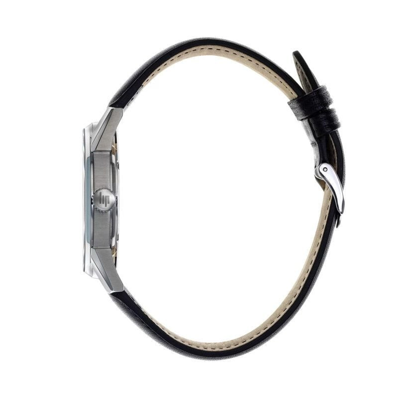 Packshot de la Montre Analogique LIP Collection Himalaya bracelet cuir noir