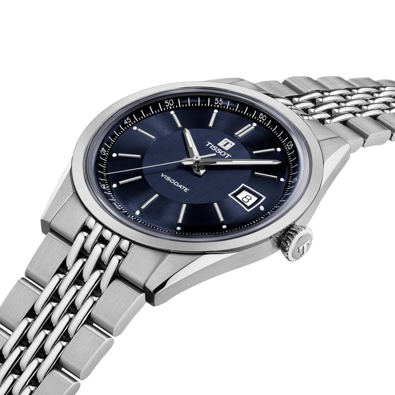Packshot de la Montre Automatique TISSOT Collection Visodate bracelet acier gris