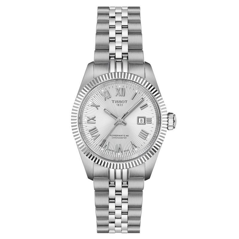 Montre Automatique TISSOT Collection Ballade Bracelet Acier Gris, packshot officiel, cadran argenté 