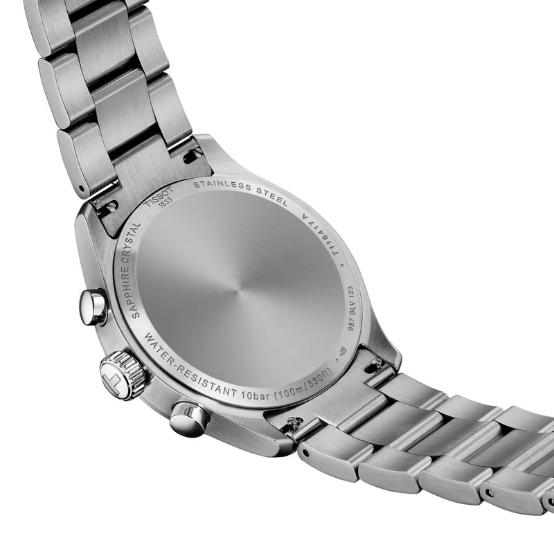 Montre Quartz TISSOT Chronographe bracelet acier gris, vue détaillée