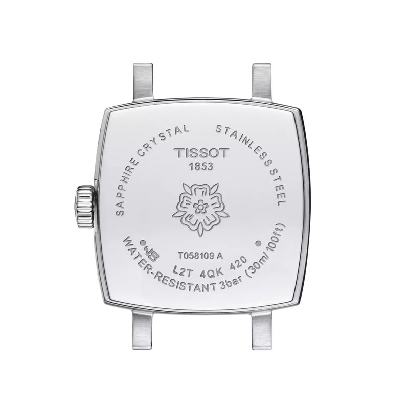 Montre Quartz TISSOT Collection Lovely Square bracelet acier gris - gros plan