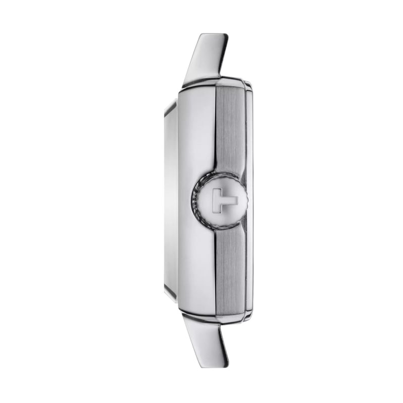Montre Quartz TISSOT Collection Lovely Square bracelet acier gris - vue détaillée du bracelet acier