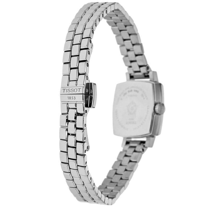 Détail de la Montre Quartz TISSOT Collection Lovely Square bracelet acier gris