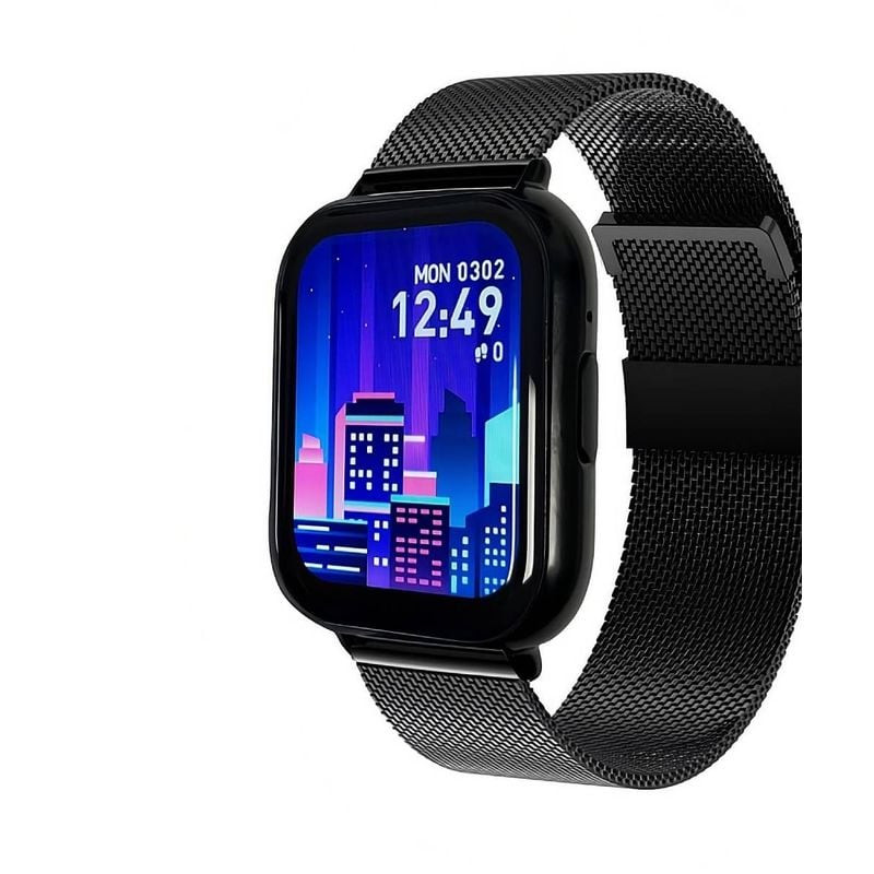 Montre Connectée SMARTY Collection FITNOW bracelet acier noir en packshot