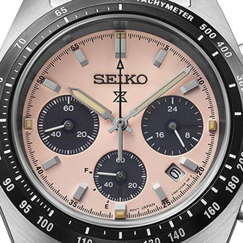 Montre Solaire Seiko Collection Prospex Speedtimer bracelet acier, vue de détail