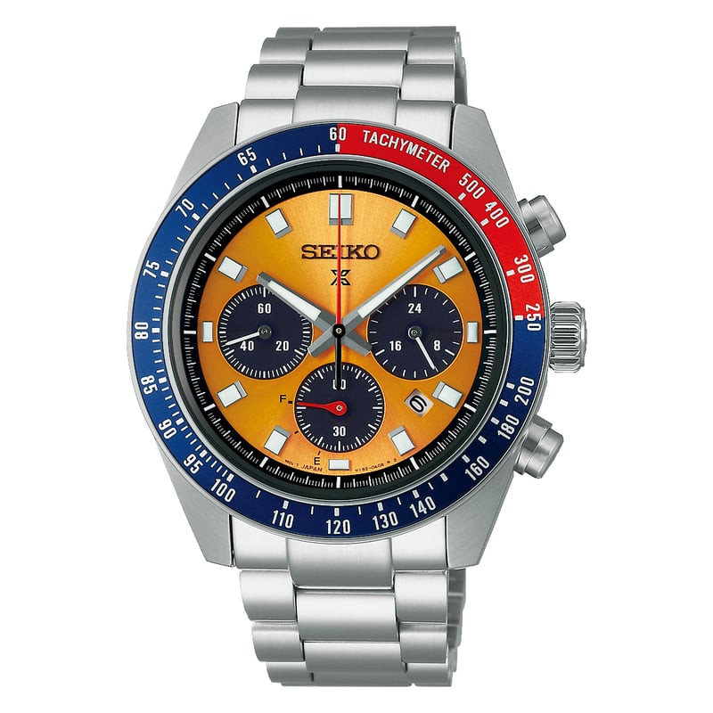 Montre Solaire Seiko Collection Prospex Speedtimer Bracelet Acier en packshot