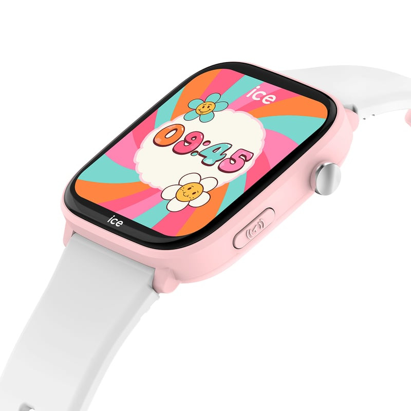 Détail du bracelet en silicone souple et du boîtier résine 36 mm de la Ice-Watch ICE smart junior Fi