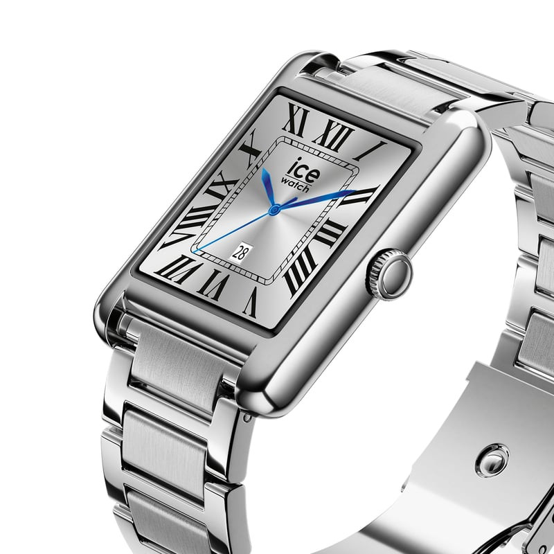 Montre Connectée ICE WATCH Collection TKS 2.0 bracelet acier argent, vue de face avec écran AMOLED