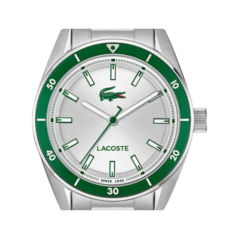 Montre Analogique LACOSTE Collection Boston Bracelet Acier Argent - détail du cadran blanc