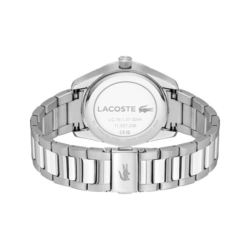 Montre Analogique LACOSTE Collection Boston Bracelet Acier Argent, vue du cadran et du bracelet acie