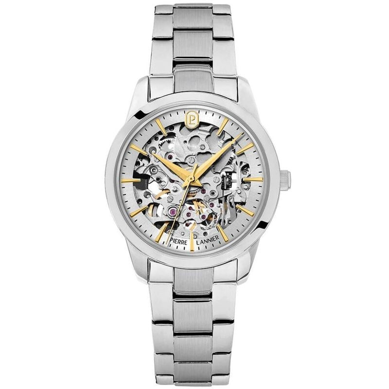 Pierre Lannier 2094746 montre automatique pour femme avec boîtier argenté et cadran squelette sur br