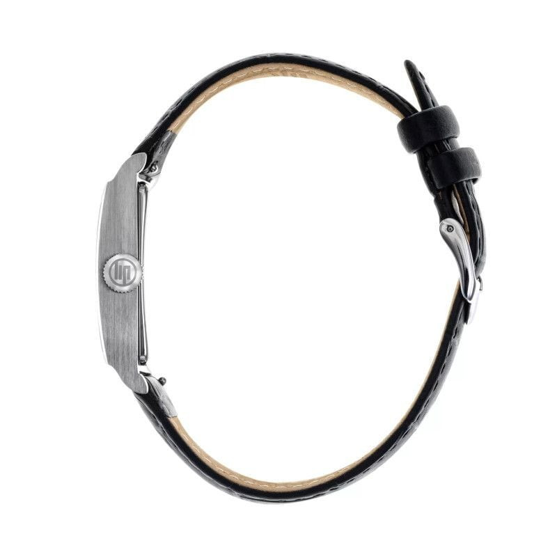 Montre Analogique LIP Churchill bracelet cuir noir en packshot sur fond neutre