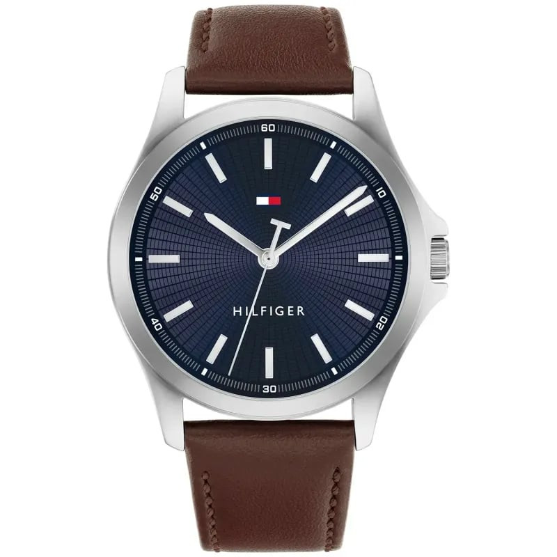 Packshot de Montre Analogique TOMMY HILFIGER Collection Bruce bracelet cuir marron