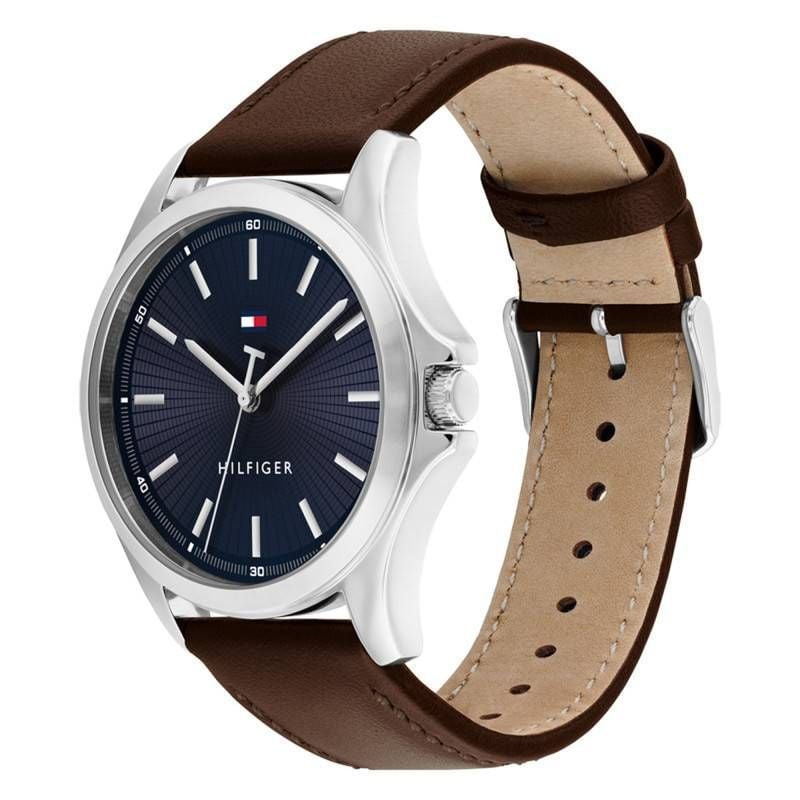 Packshot de la Montre Analogique TOMMY HILFIGER Collection Bruce bracelet cuir marron