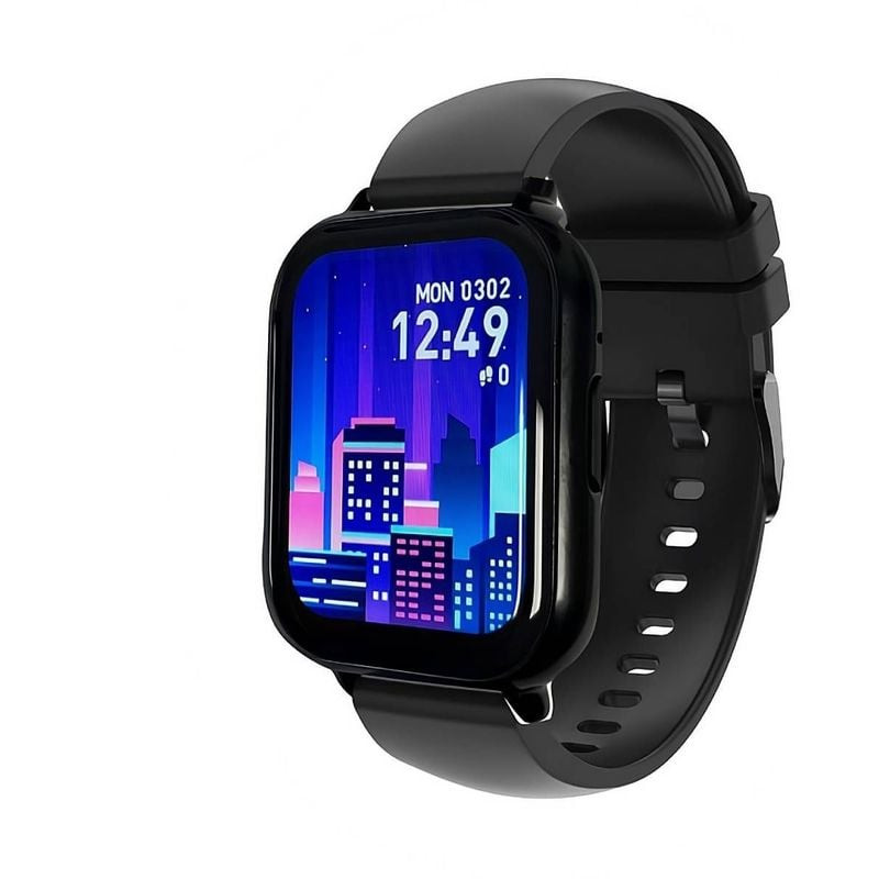 Montre connectée SMARTY 2.0 Fitnow SW105A noire avec boîtier rectangulaire et bracelet silicone, en 