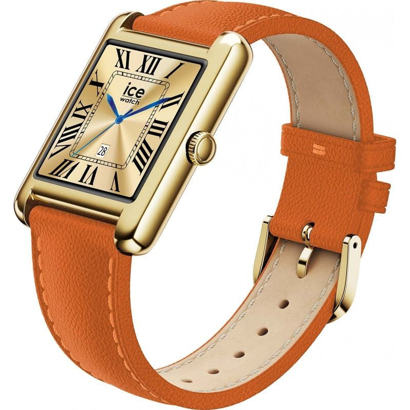 Packshot de la Montre Connectée ICE WATCH collection ICE smart TKS 2.0 bracelet cuir orange