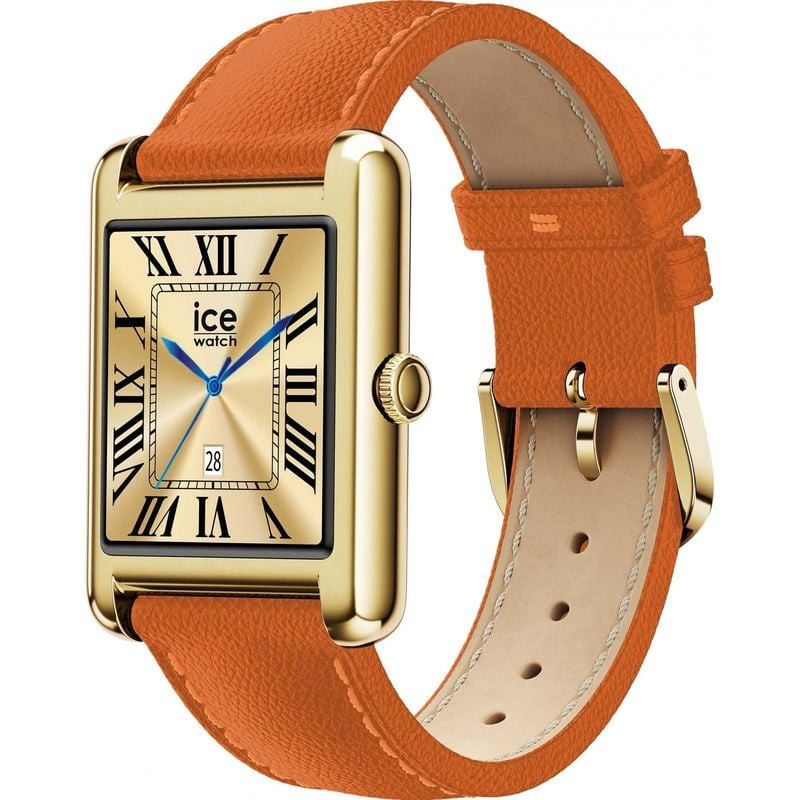 Packshot de la Montre Connectée ICE WATCH collection ICE smart TKS 2.0 bracelet cuir orange
