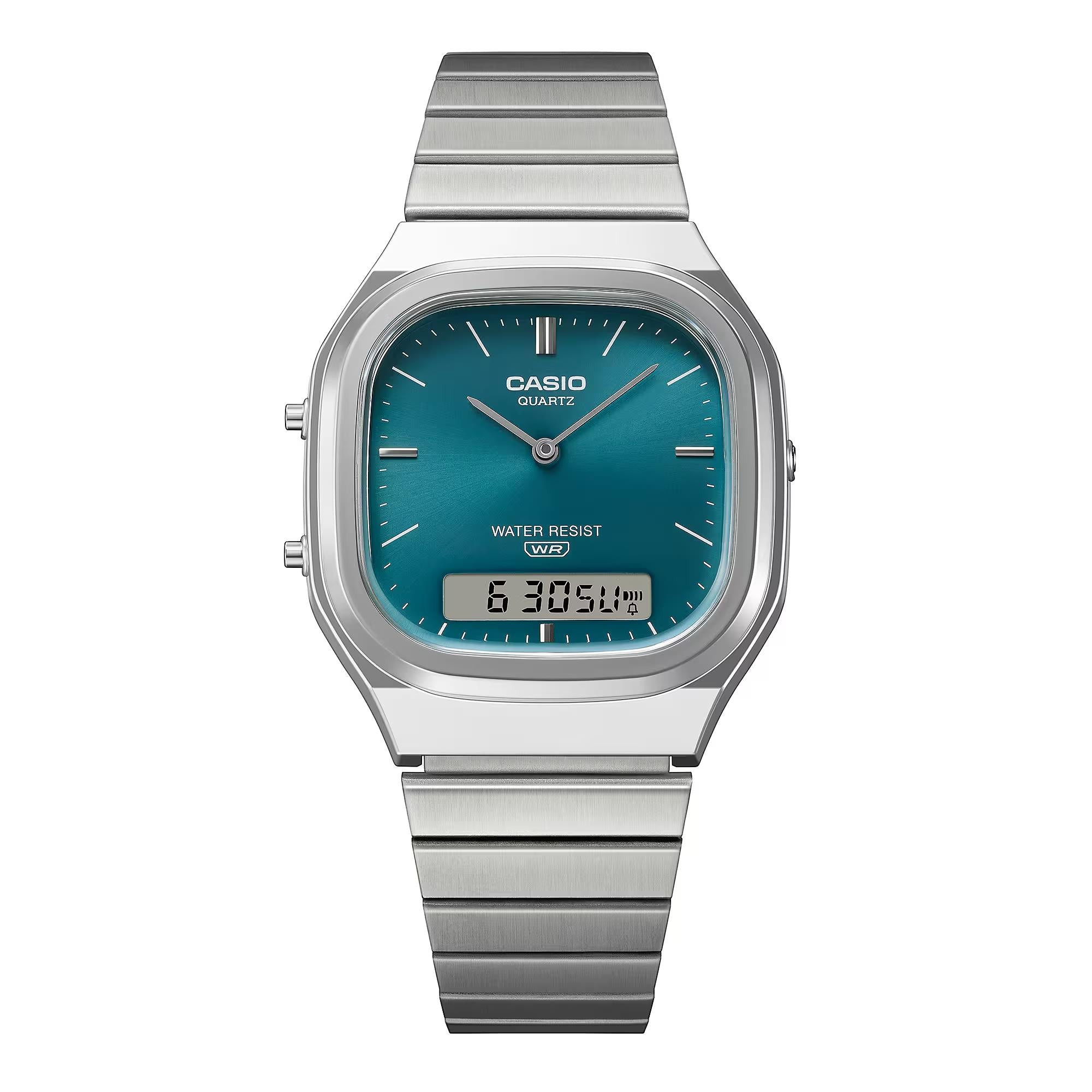Montre analogique et digitale Casio Vintage bracelet en acier argenté