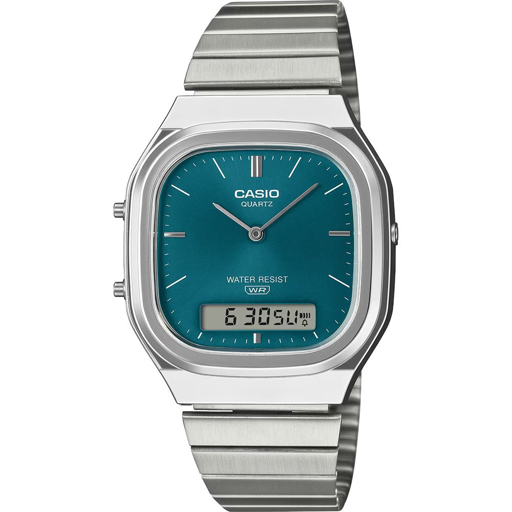 Montre analogique et digitale Casio Vintage bracelet en acier argenté
