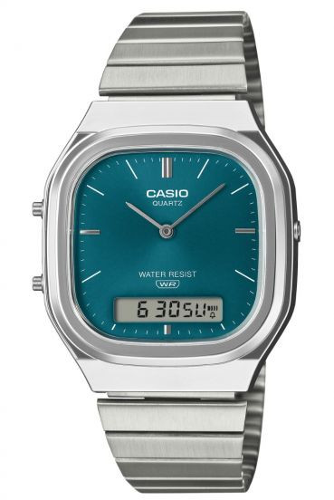 Montre analogique et digitale Casio Vintage bracelet en acier argenté
