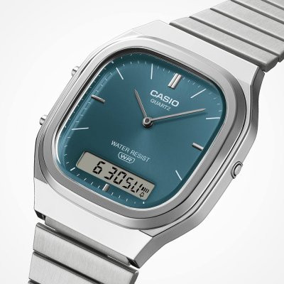 Montre analogique et digitale Casio Vintage bracelet en acier argenté