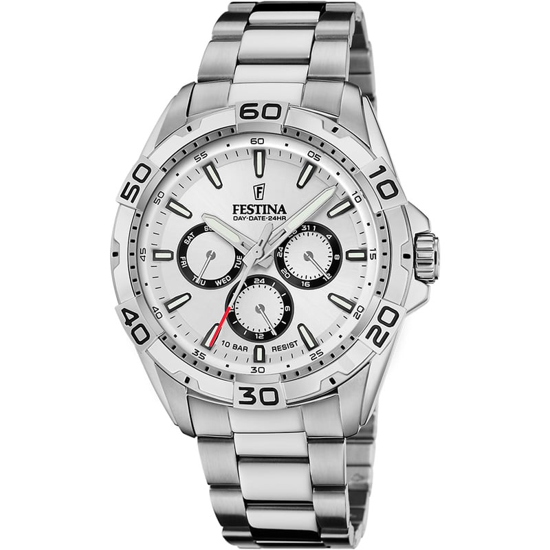Montre homme Festina 2093479 acier inoxydable, cadran analogique multifonction avec date, sur fond b
