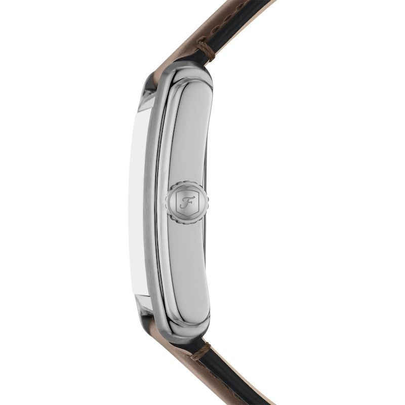 Montre Analogique Fossil Collection Carraway Bracelet Cuir Marron - gros plan sur le cadran crème et