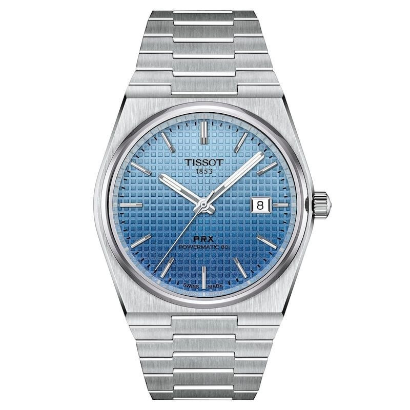 Packshot de la Montre Automatique TISSOT Collection PRX bracelet acier gris