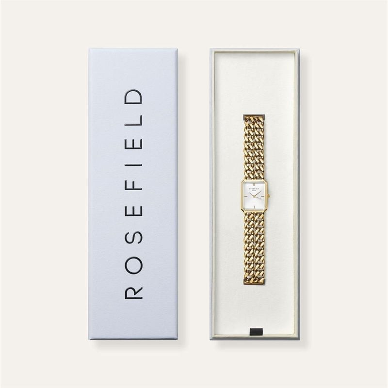 Packshot de la Montre Analogique Rosefield collection Studio bracelet acier doré, boîtier doré et ca