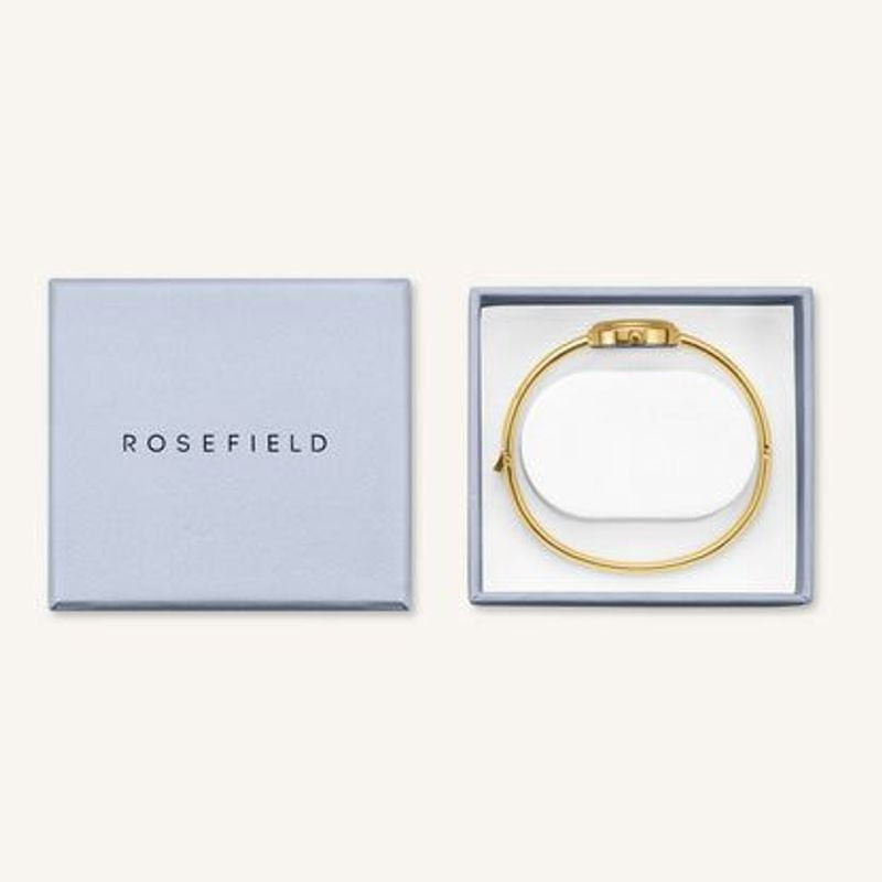 Packshot de la Montre Analogique Rosefield Collection Studio Bangle bracelet acier doré sur fond bla