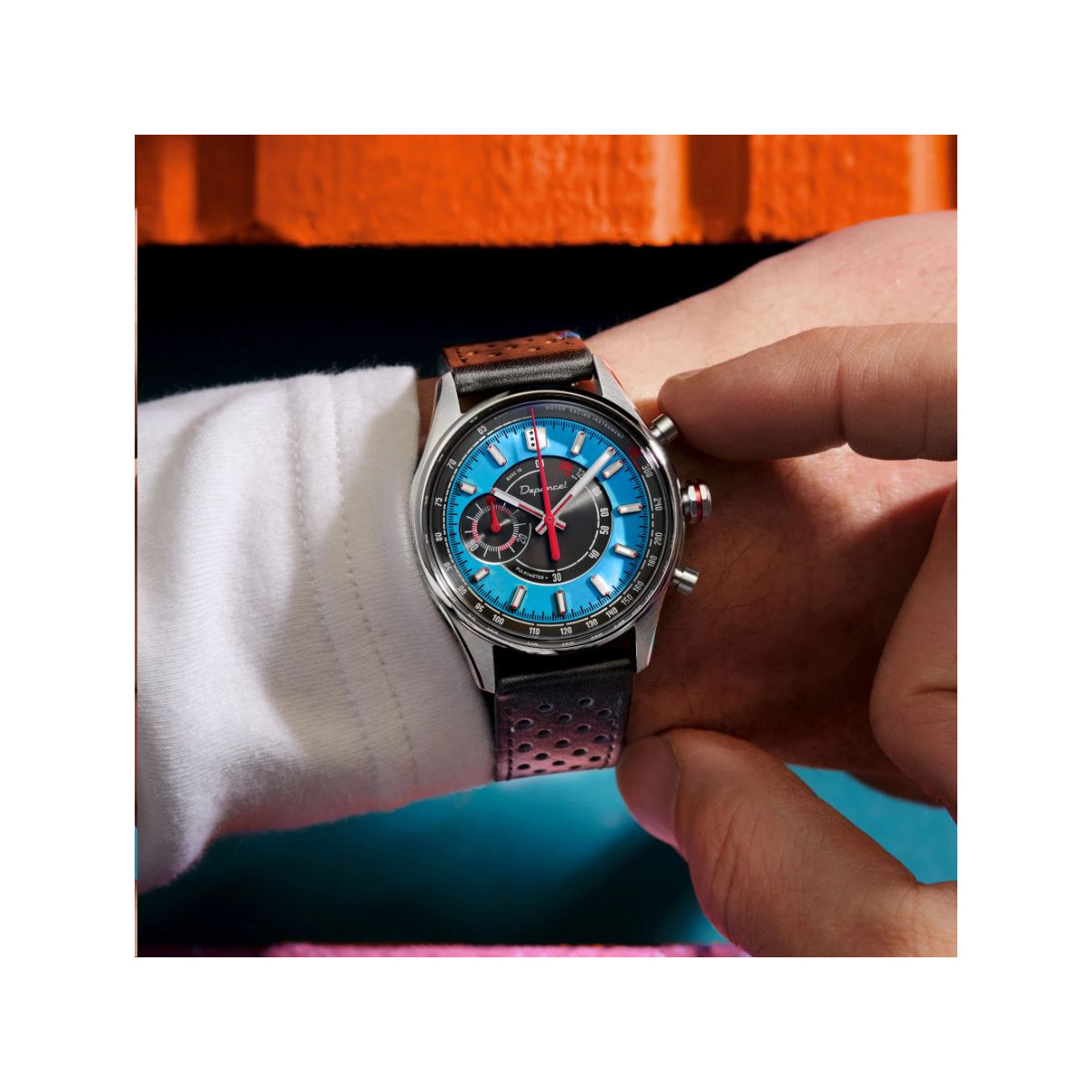 Montre chronographe DEPANCEL Collection Allure Bracelet Cuir Noir