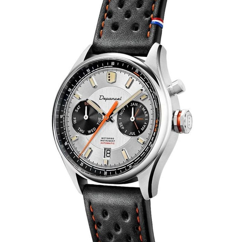 Montre Automatique DEPANCEL MONTRES Collection Allure Autosport bracelet cuir noir, vue de face sur 