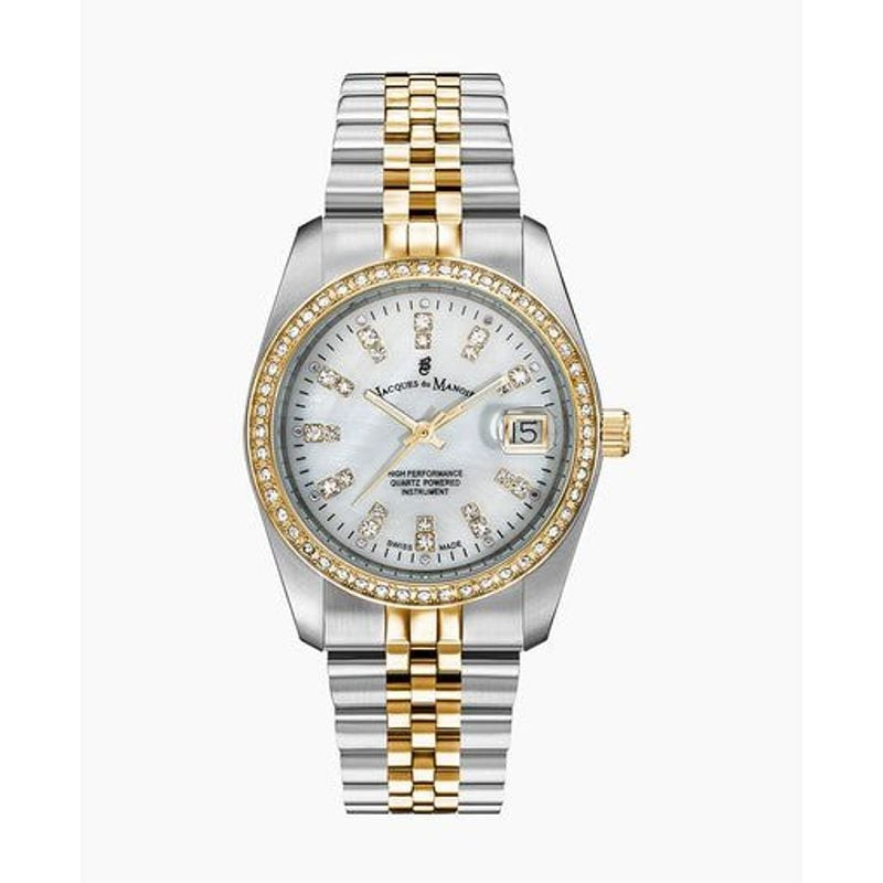 Montre Analogique Jacques du Manoir Collection Inspiration bracelet acier bicolore, vue packshot sur