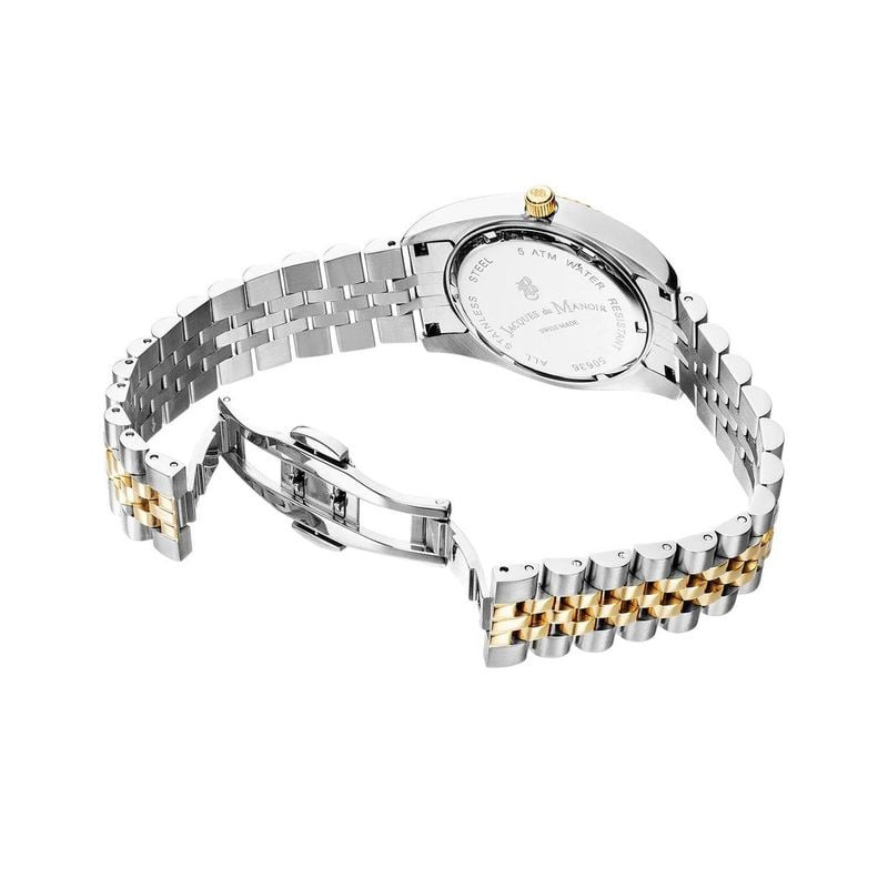 Montre Analogique Jacques du Manoir Collection Inspiration bracelet acier bicolore sur fond blanc