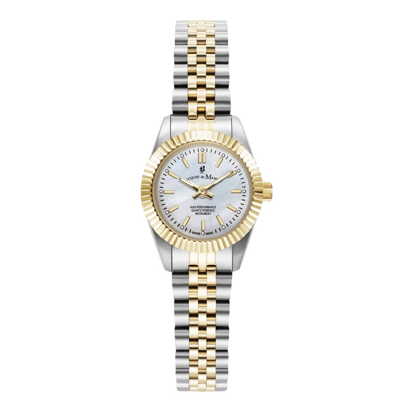 Montre analogique JACQUES DU MANOIR Inspiration, bracelet acier bicolore argent et or, packshot fond