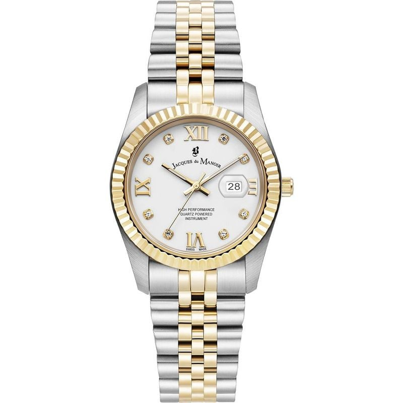 Packshot de la Montre Analogique JACQUES DU MANOIR Collection Inspiration Roman bracelet acier bicol