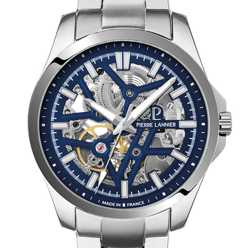 Montre Automatique PIERRE LANNIER Collection Skeletom bracelet acier argenté