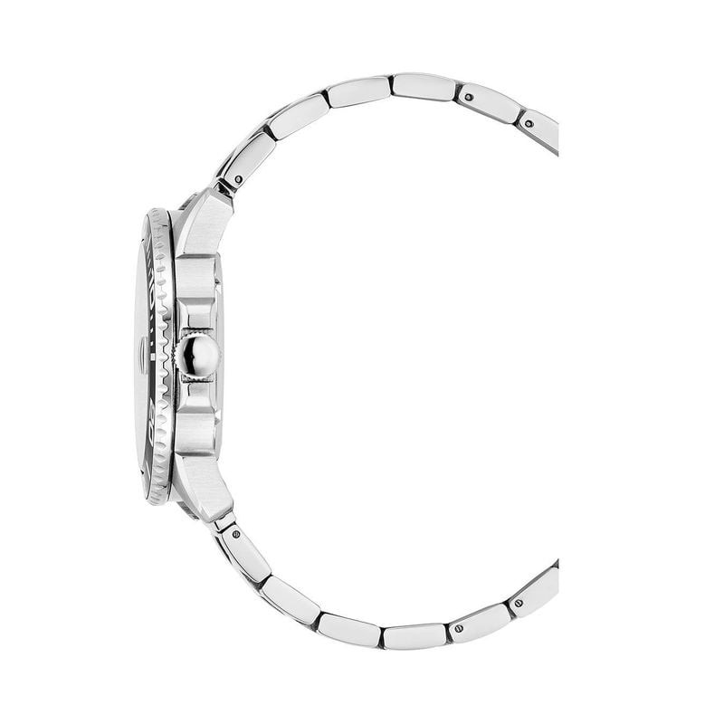Montre analogique JDM Military Mike Plus, bracelet acier argenté, cadran noir sunray