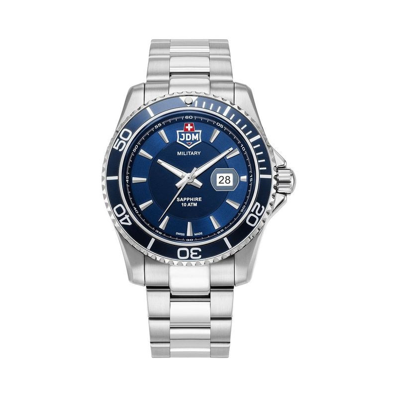 Packshot de la Montre Analogique JDM MILITARY Collection Sierra Bracelet acier argenté
