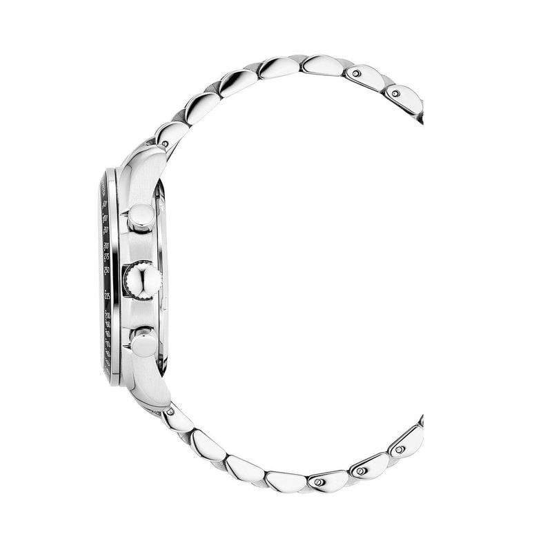 Détail de la Montre Analogique JDM MILITARY bracelet acier argenté avec cadran noir et boîtier acier