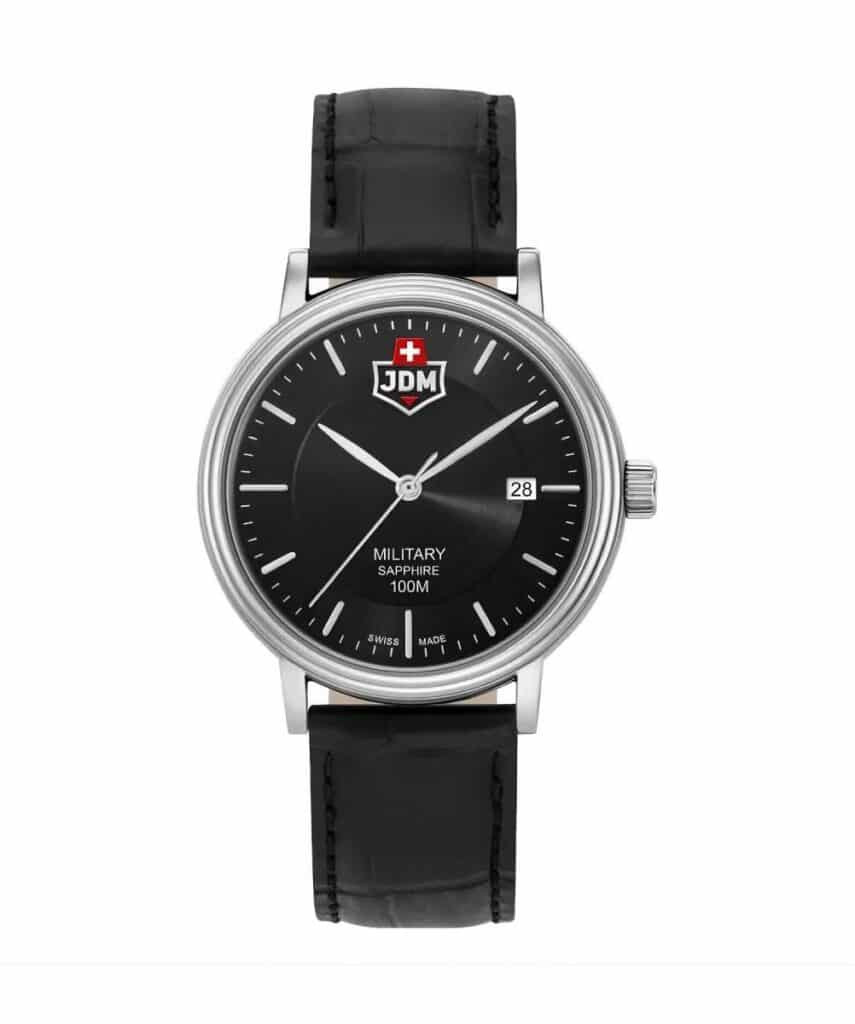Montre Analogique JDM MILITARY Collection KILO bracelet cuir noir