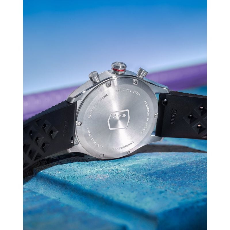Détail de la Montre Analogique DEPANCEL MONTRES Collection Allure bracelet cuir noir, cadran rouge