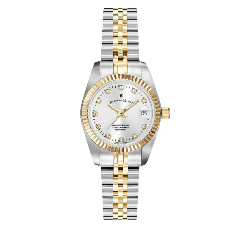 Montre Analogique JACQUES DU MANOIR Collection Inspiration Bracelet acier bicolore, packshot sur fon