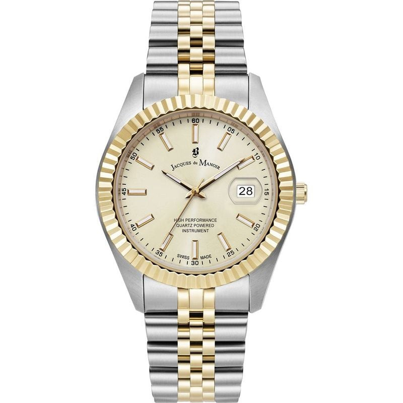 Montre Analogique JACQUES DU MANOIR Collection Inspiration bracelet acier bicolore, packshot.