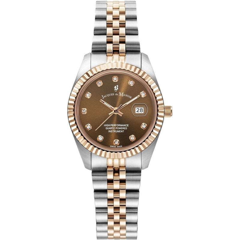Packshot de la Montre Analogique JACQUES DU MANOIR collection Inspiration bracelet acier bicolore